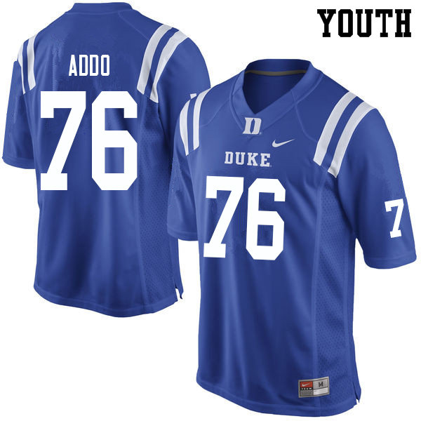 Youth #76 Peace Addo Duke Blue Devils College Football Jerseys Sale-Blue